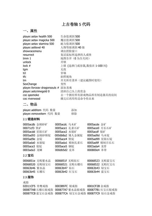 上古卷轴技能代码，上古卷轴技能点指令（最新）